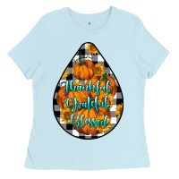 Baby Blue Thankful Grateful Blessed Ladies Tee - LillyAllenDesigns