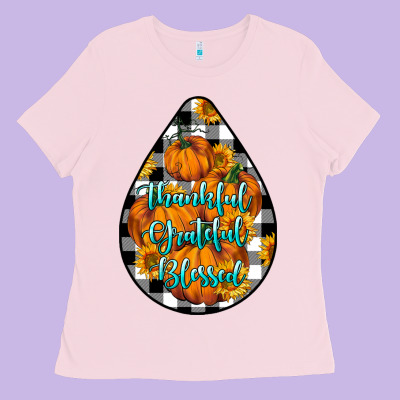 Thankful Grateful Blessed Ladies Tee Designed By Lillyallendesigns