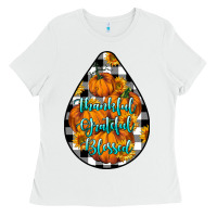 White Thankful Grateful Blessed Ladies Tee - LillyAllenDesigns