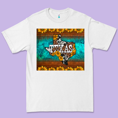 Sunflowers Cowhide Leopard Texas Map Premium Tee Designed By Barkaloodesign