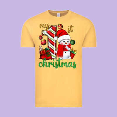 My 1st. Christmas With Cute Snowman Vintage Tee Designed By Nancycooperartshop