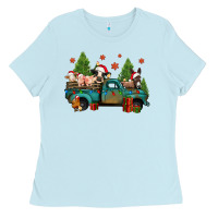 Christmas Farm Animals Truck Ladies Tee | Teevron