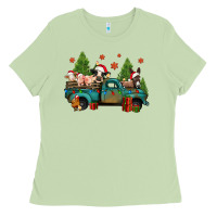 Matcha christmas farm animals truck Ladies Tee - Jasminsmagicworld
