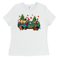 White christmas farm animals truck Ladies Tee - Jasminsmagicworld