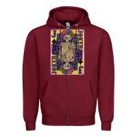 Burgundy joker mardi gras skeleton Zipper Hoodie - CowGirlArtShop