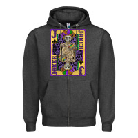 Charcoal Heather joker mardi gras skeleton Zipper Hoodie - CowGirlArtShop