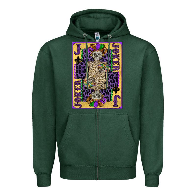 Joker Mardi Gras Skeleton Zipper Hoodie by CowGirlArtShop | Teevron