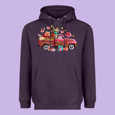 Western Valentines Day Truck Photography Love Side Heavyweight Hoodie Designed By Fadigitalartstudio