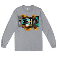 Heather Grey yeehaw license plate letters Long Sleeve Tee - Jasminsmagicworld