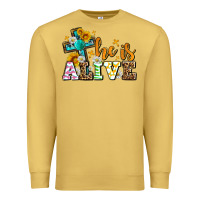 Antique Gold Easter Day He is alive with cross Premium Sweatshirt - OliviaCreatesArt
