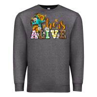 Charcoal Heather Easter Day He is alive with cross Premium Sweatshirt - OliviaCreatesArt