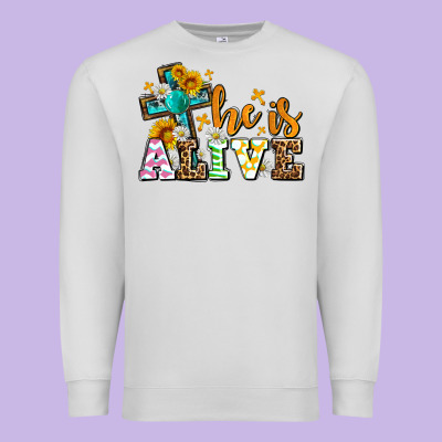 Easter Day He Is Alive With Cross Premium Sweatshirt Designed By Oliviacreatesart