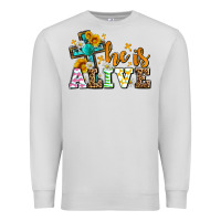 Dove Grey Easter Day He is alive with cross Premium Sweatshirt - OliviaCreatesArt