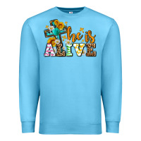Ocean Blue Easter Day He is alive with cross Premium Sweatshirt - OliviaCreatesArt