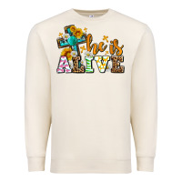 Sandshell Easter Day He is alive with cross Premium Sweatshirt - OliviaCreatesArt