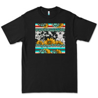 Black sunflower cowhide serape coaster Premium Tee - BarkalooDesign