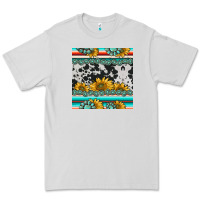 Dove Grey sunflower cowhide serape coaster Premium Tee - BarkalooDesign