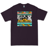 Plum sunflower cowhide serape coaster Premium Tee - BarkalooDesign