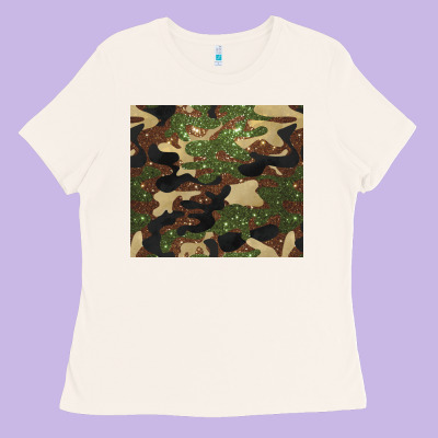 Camouflage Glitter Ladies Tee Designed By Barkaloodesign