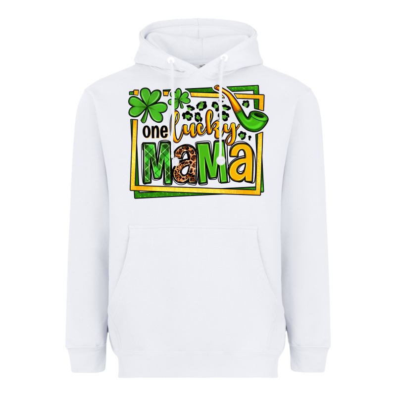 One Lucky Mama St. Patrick's Heavyweight Hoodie by OliviaCreatesArt | Teevron