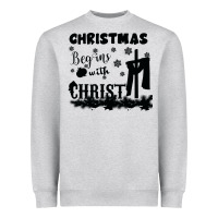 Heather Grey Christmas Begins With Christ Heavyweight Sweatshirt - Bettercallsaul