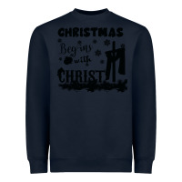 Navy Christmas Begins With Christ Heavyweight Sweatshirt - Bettercallsaul
