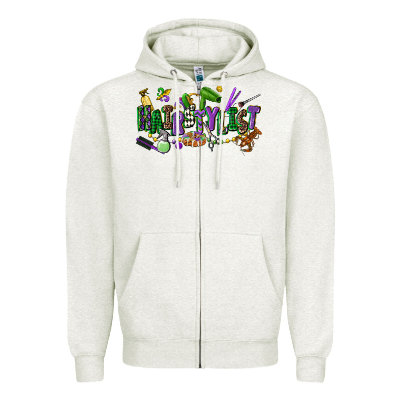 Hairstylist Mardi Gras Zipper Hoodie by CowGirlArtShop | Teevron