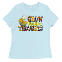 Baby Blue grow positive thoughts Ladies Tee - NancyCooperArtShop