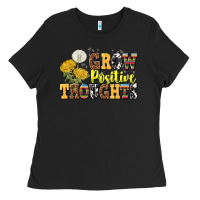 Black grow positive thoughts Ladies Tee - NancyCooperArtShop