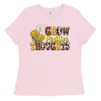 Bubblegum Pink grow positive thoughts Ladies Tee - NancyCooperArtShop