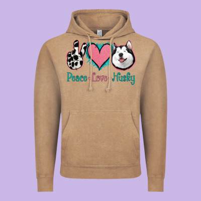 Peace Love Husky Vintage Hoodie Designed By Jasminsmagicworld