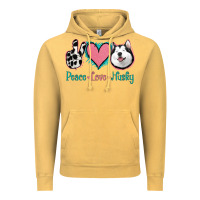 Vintage Mustard Peace Love Husky Vintage Hoodie - Jasminsmagicworld