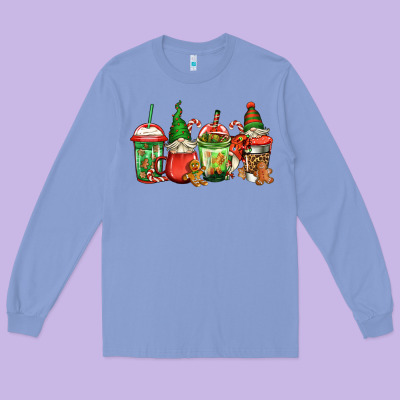 Christmas Gnomes Coffee Long Sleeve Tee Designed By Jasminsmagicworld