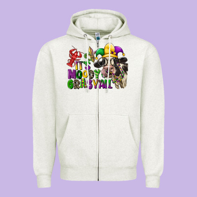 Its Moody Gras Yall Zipper Hoodie Designed By Cowgirlartshop