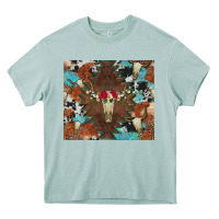 Arona western floral bullskull cowhide and leopard Heavy Core Tee - Artiststas