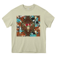 Mossy western floral bullskull cowhide and leopard Heavy Core Tee - Artiststas
