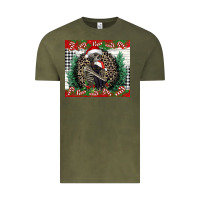 Vintage Olive Merry Christmas skeleton Vintage Tee - NancyCooperArtShop