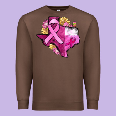 Texas Cancer Awareness Map Premium Sweatshirt Designed By Fadigitalartstudio
