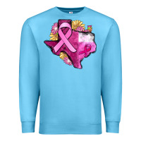 Ocean Blue Texas Cancer Awareness map Premium Sweatshirt - FaDigitalArtStudio