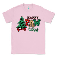 Bubblegum Pink happy pawlidays christmas pets Classic Tee - MaliasSmallBusiness