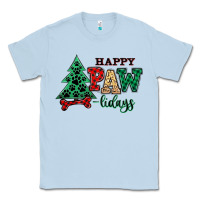Dusty Blue happy pawlidays christmas pets Classic Tee - MaliasSmallBusiness