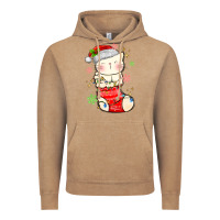 Vintage Coffee christmas cat in Vintage Hoodie - MaliasSmallBusiness