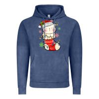 Vintage Denim christmas cat in Vintage Hoodie - MaliasSmallBusiness