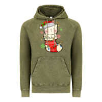 Vintage Olive christmas cat in Vintage Hoodie - MaliasSmallBusiness
