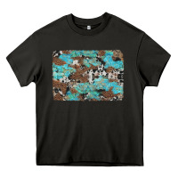 Asphalt western cowhide and leopard with turquoise background Heavy Core Tee - Artiststas