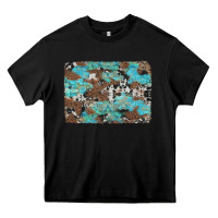 Black western cowhide and leopard with turquoise background Heavy Core Tee - Artiststas