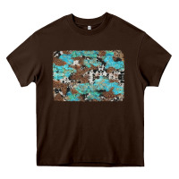 Chocolate Brown western cowhide and leopard with turquoise background Heavy Core Tee - Artiststas