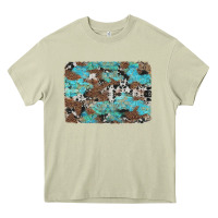 Mossy western cowhide and leopard with turquoise background Heavy Core Tee - Artiststas