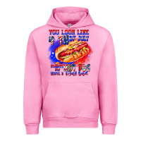 Fuchsia Pink You Look Like 4th of july makes me hot dog want a Urban Hoodie - CowhideDigitalArt