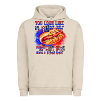 Pigment French Oak You Look Like 4th of july makes me hot dog want a Urban Hoodie - CowhideDigitalArt